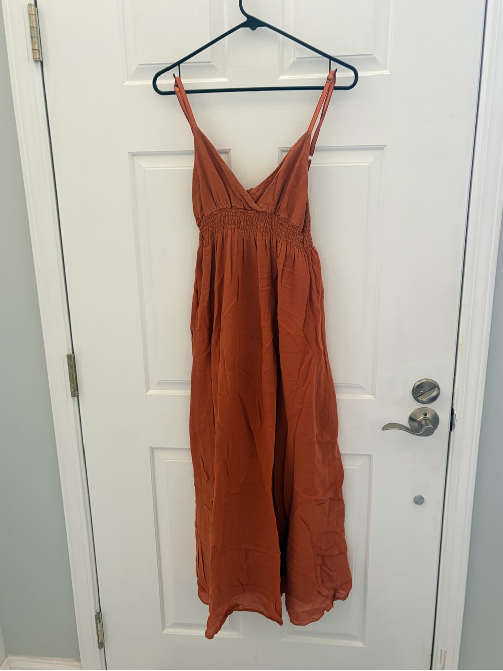 Derek Heart Rust Orange Smocked Bodice Maxi Dress